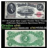 1917 $2 Large Size Legal Tender Note Thomas Jeffer