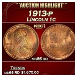 1913-p Lincoln Cent 1c ms66 rd SEGS