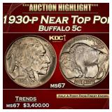 1930-p Buffalo Nickel Near Top Pop 5c ms67 SEGS