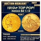 1910-p Gold Indian Quarter Eagle TOP POP! $2 1/2 m