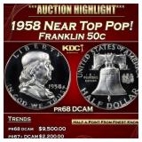 1958 Proof Franklin Half Dollar Near Top Pop! 50c