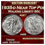 1935-d Walking Liberty Half Dollar Near Top Pop 50