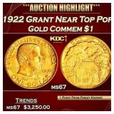 1922 Grant Gold Commem Dollar Near Top Pop! 1 ms67