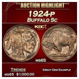 1924-p Buffalo Nickel 5c ms65 SEGS