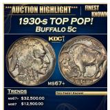 1930-s Buffalo Nickel TOP POP! 5c ms67+ SEGS