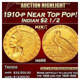1910-p Gold Indian Quarter Eagle Near Top Pop! $2