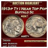 1913-p Ty I Buffalo Nickel Near Top Pop! 5c ms67+