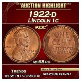 1922-d Lincoln Cent 1c ms65 rd SEGS