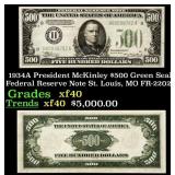 1934A $500 Green Seal Federal Reserve Note Preside