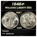1946-p Walking Liberty Half Dollar 50c Grades ms66