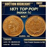 1871 Indian Cent TOP POP! 1c ms66+ rb SEGS