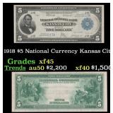 1918 $5 National Currency Grades xf+ City
