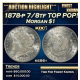 1878-p 7/8tf Morgan Dollar TOP POP! $1 ms66+ SEGS