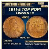 1911-s Lincoln Cent TOP POP! 1c ms67 bn SEGS