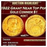 1922 Grant Gold Commem Dollar Near Top Pop! 1 ms67