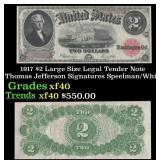 1917 $2 Large Size Legal Tender Note Thomas Jeffer