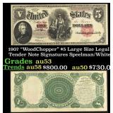 1907 $5 Large Size Legal Tender Note "WoodChopper"
