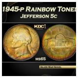 PCGS 1945-p Jefferson Nickel Rainbow Toned  5c ms6