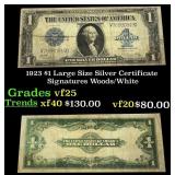 1923 $1 large size Silver Certificate Grades vf+ S