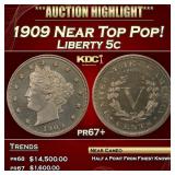 1909 Proof Liberty Nickel Near Top Pop! 5c pr67+ S