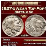 1927-d Buffalo Nickel Near Top Pop! 5c ms65+ SEGS