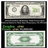 1934 $500 Green Seal Federal Reserve Note Presiden