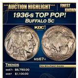 1936-s Buffalo Nickel TOP POP! 5c ms67+ SEGS