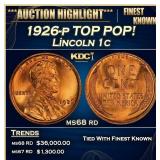 1926-p Lincoln Cent TOP POP! 1c ms68 rd SEGS