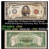 1934A $5 FRN Hawaii WWII Emergency Currency Key To