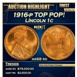 1916-p Lincoln Cent TOP POP! 1c ms68 rd SEGS
