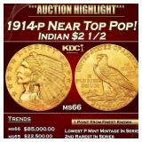 1914-p Gold Indian Quarter Eagle Near Top Pop! $2