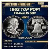 1962 Proof Franklin Half Dollar TOP POP! 50c pr69