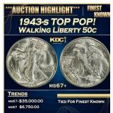 1943-s Walking Liberty Half Dollar TOP POP! 50c ms