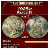 1925-p Peace Dollar $1 ms67+ SEGS
