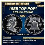 1955 Proof Franklin Half Dollar TOP POP! 50c pr69