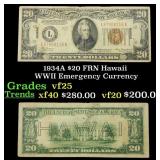 1934A $20 FRN Hawaii WWII Emergency Currency Grade
