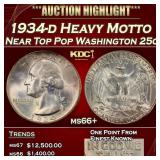 1934-d Heavy Motto Washington Quarter Near Top Pop
