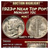 1923-p Mercury Dime Near Top Pop! 10c ms67+ FSB SE