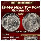 1944-p Mercury Dime Near Top Pop! 10c ms67+ fsb SE