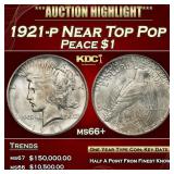 1921-p Peace Dollar Near Top Pop $1 ms66+ SEGS