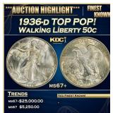 1936-d Walking Liberty Half Dollar TOP POP! 50c ms