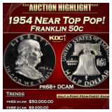 1954 Proof Franklin Half Dollar Near Top Pop! 50c
