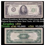1934A $500 Green Seal Federal Reserve Note Preside