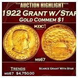 1922 Grant w/Star Gold Commem Dollar 1 ms67 SEGS
