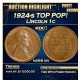 1924-s Lincoln Cent TOP POP! 1c ms66 bn SEGS