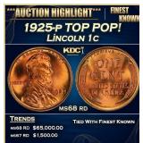 1925-p Lincoln Cent TOP POP! 1c ms68 rd SEGS