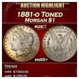 1881-o Morgan Dollar Toned $1 ms65+ SEGS