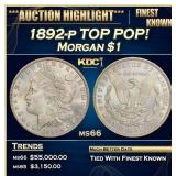 1892-p Morgan Dollar TOP POP! $1 ms66 SEGS