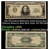 1934 $500 Green Seal Federal Reserve Note Presiden