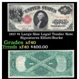 1917 $1 Large Size Legal Tender Note Grades xf Sig